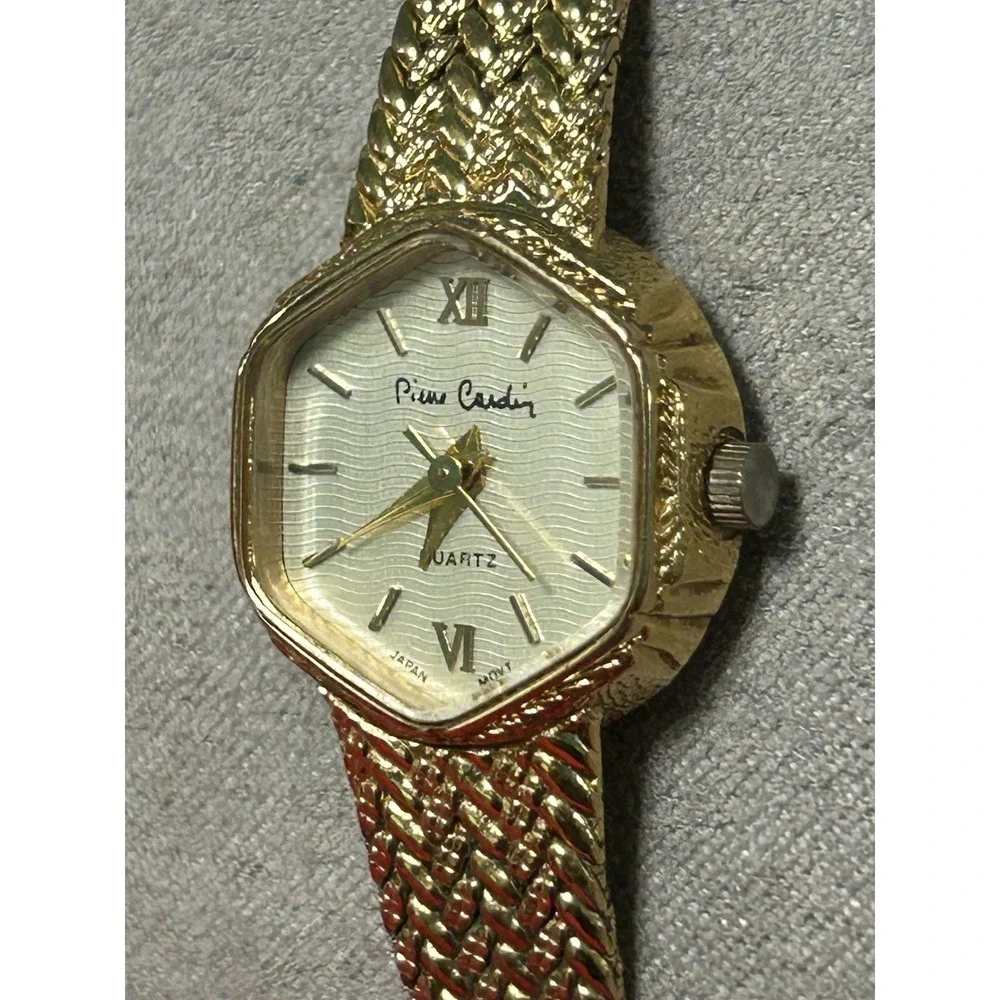 Vintage PIERRE CARDIN Designer Quartz Gold Plated Ladies Watch with Bracelet